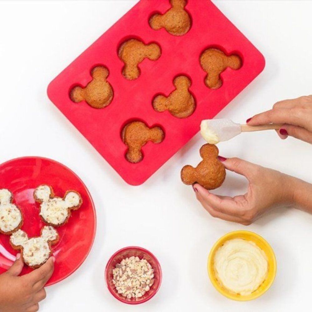 Disney Mickey Mouse Head Shape Baking Mold Silicone Pan Dish RED MUFFINS CUPCAKE